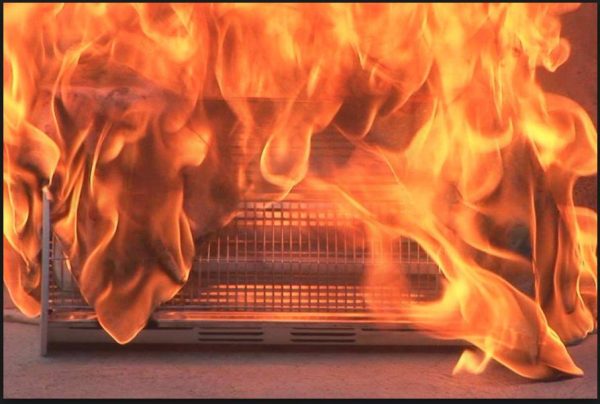 Heater on fire fire safety