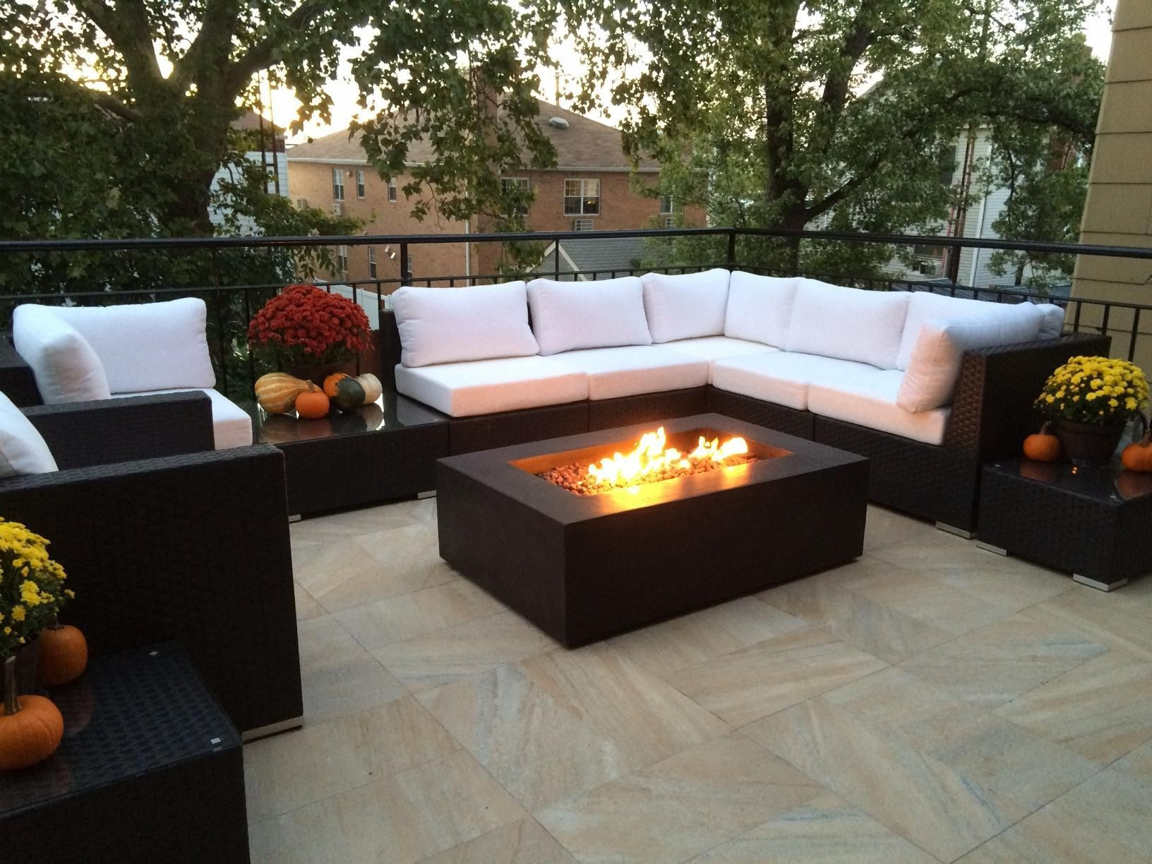 Outdoor Space During Autumn, Electric Fire Pit Table