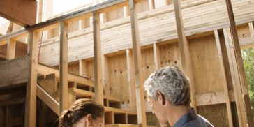 Couple looking at new house.